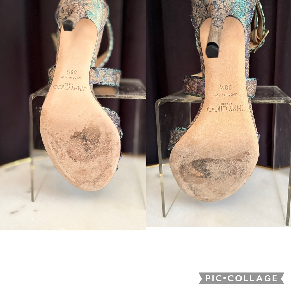EUC Jimmy Choo Lottie Holographic Iridescent Lace Heels | 38.5 (8.5) - Picture 14 of 16